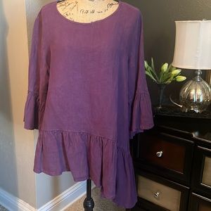 Bryn Walker Linen Top Angled Hem Large